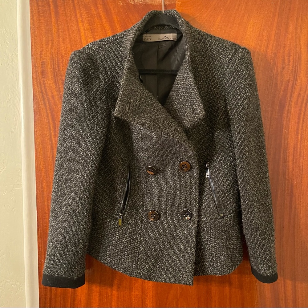 Zara Basic Tweed Button Up Blazer/Jacket - image 1